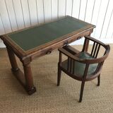 Oak and leather desk. Restored.