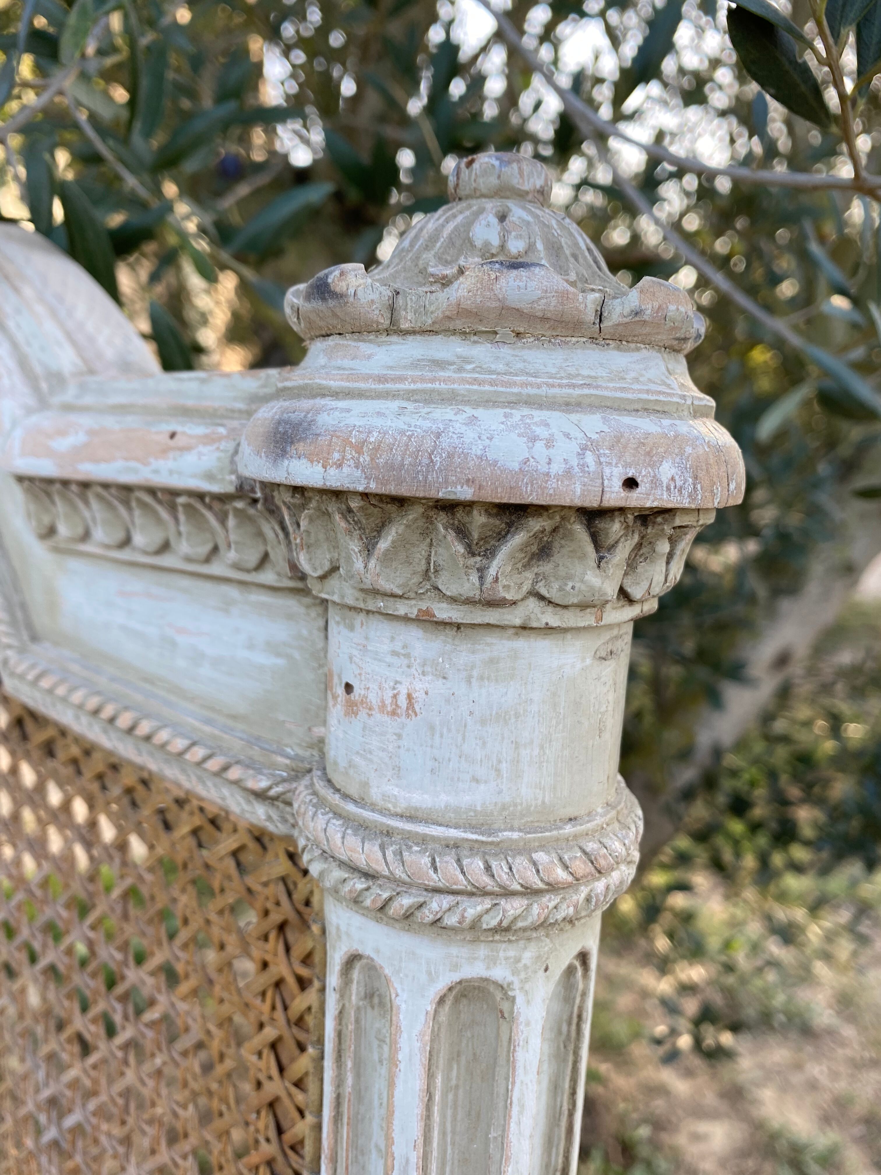 Bed Louis XVI patinated wood and cannage 140/190
