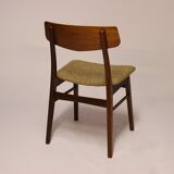 Chair in teak and wool
