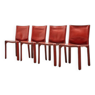 Mario Bellini Set of 4 Cab 412 Dining Chairs for Cassina Italy 1977