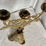 Set of 3 gilt metal candlesticks from the early 20th century.