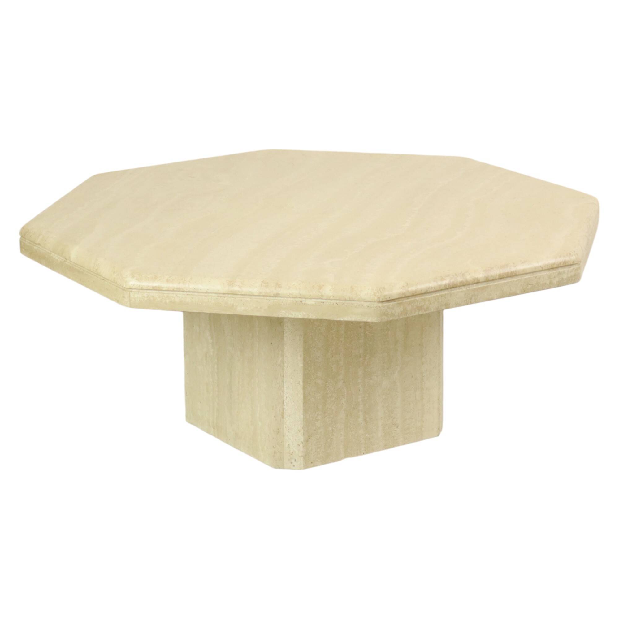 Vintage Octagonal Travertine Coffee Table 70s Design Italian