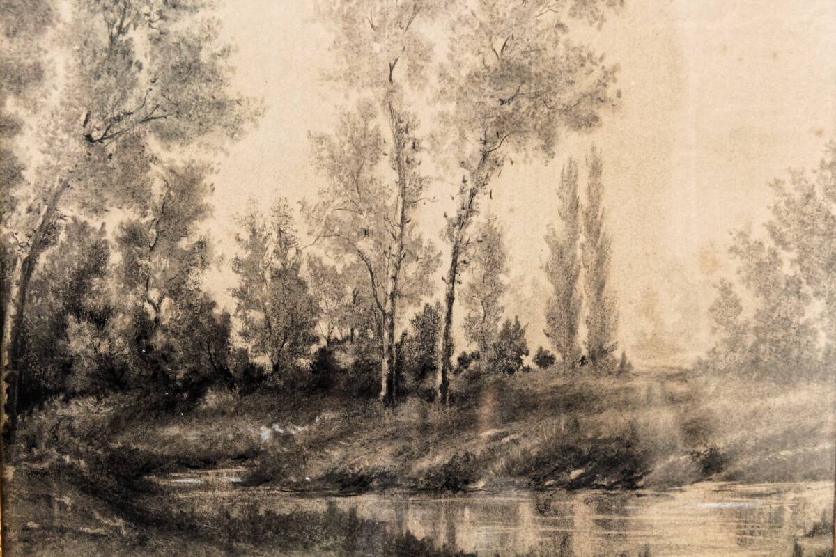 19th century drawing in black chalk