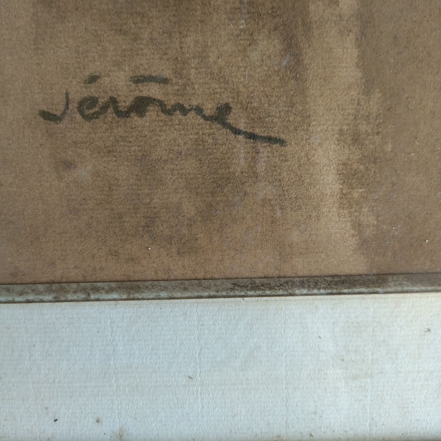 Tableau peinture sur papier autoportrait Pierre Jérôme