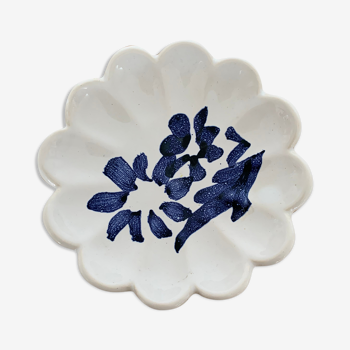 Empty pocket enamelled pottery hand painted blue