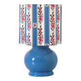 Lampe à poser vintage, pied boule années 80 et abat-jour imprimé