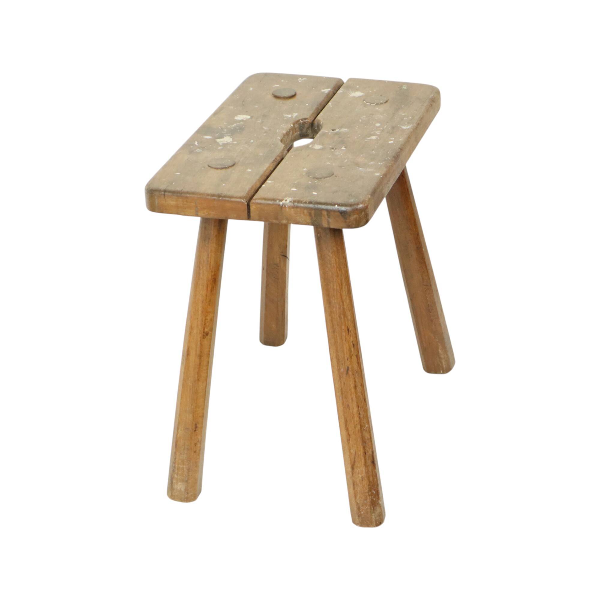 Characterful Milk Stool Solid Wood Stool Rustic