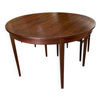 Round extendable table Rosewood Denmark vintage 1970