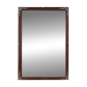 Antique Facet-Cut Mirror in Carved Wood, France 1850s