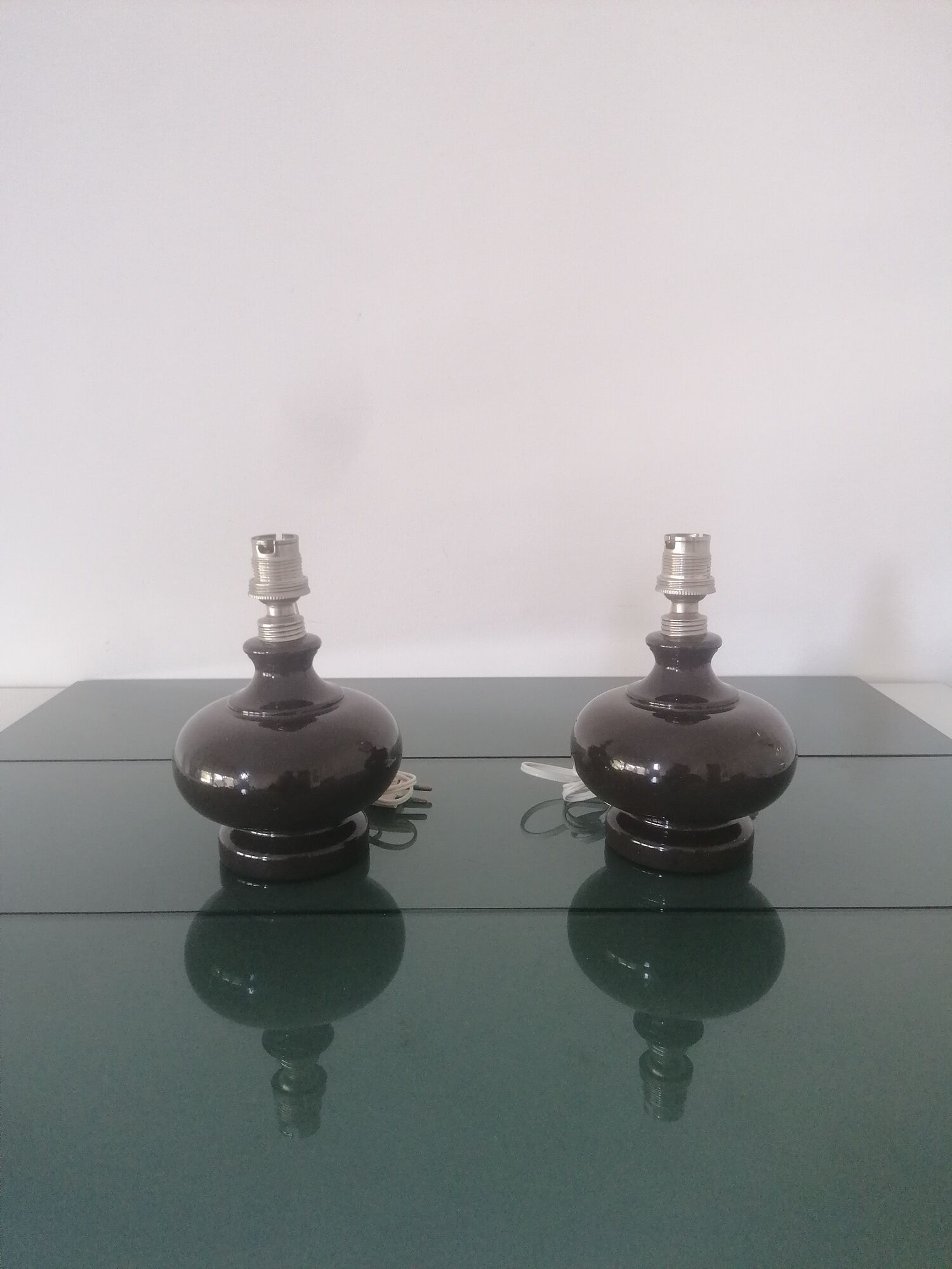 Pair of lamp feet of vintage glass - 1970
