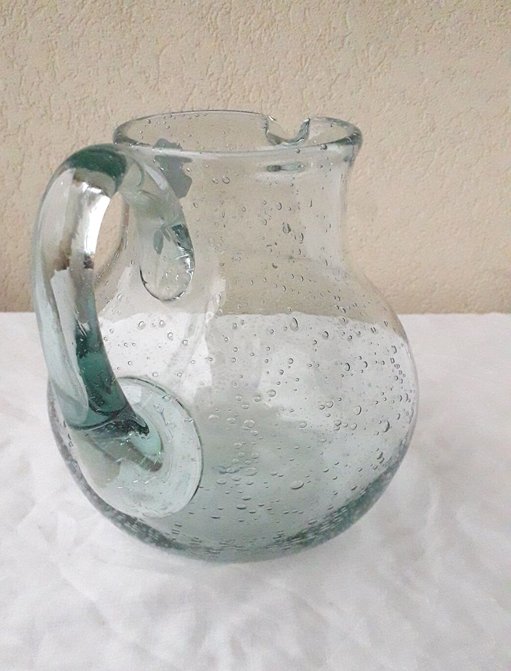 Bubbled glass pitcher