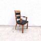Neo-Basque style armchair by Benjamin GOMEZ in solid oak and leather, 1940