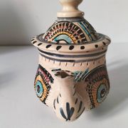 Service à thé marocain vintage, théière et 5 tasses et soucoupes