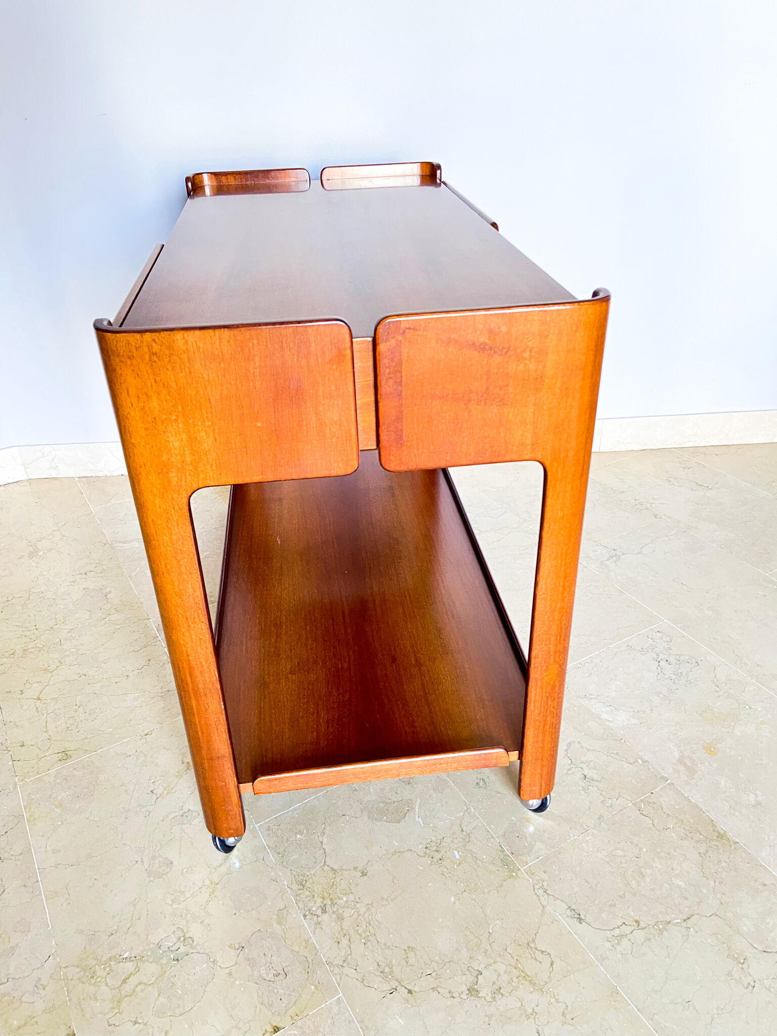 Walnut coffee table with two drawers, Italy 1970s