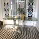 Vintage dining table in green smoked glass