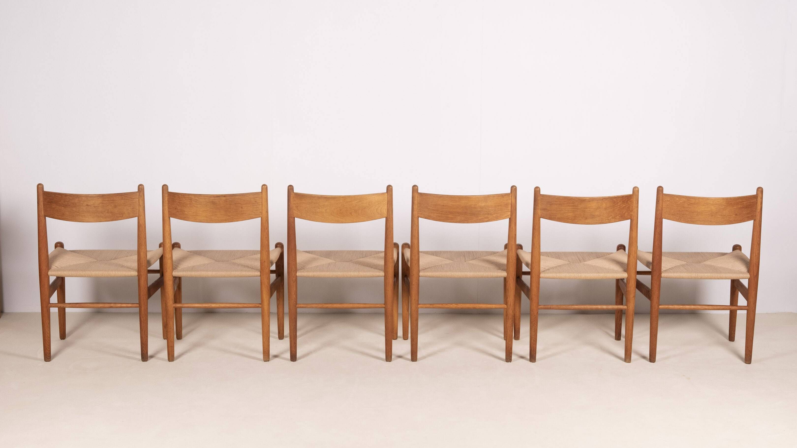 6x Hans J. Wegner Dining Chair CH36 in Oak, 1970s Denmark