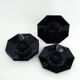 4 egg cups in opal and black tempered glass - Octime Arcoroc Luminarc France - vintage 80s