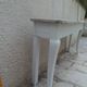 Console with a weathered grey cotton base, top in bleached walnut.
