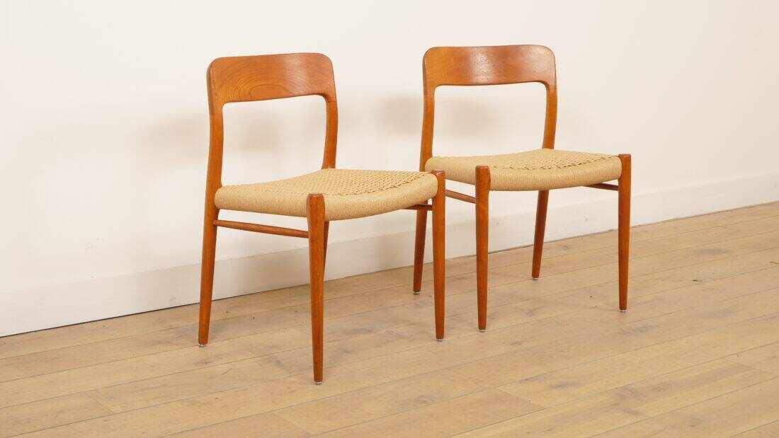 2 x vintage dining chairs | Niels Otto Møller | Model 75 | Teak