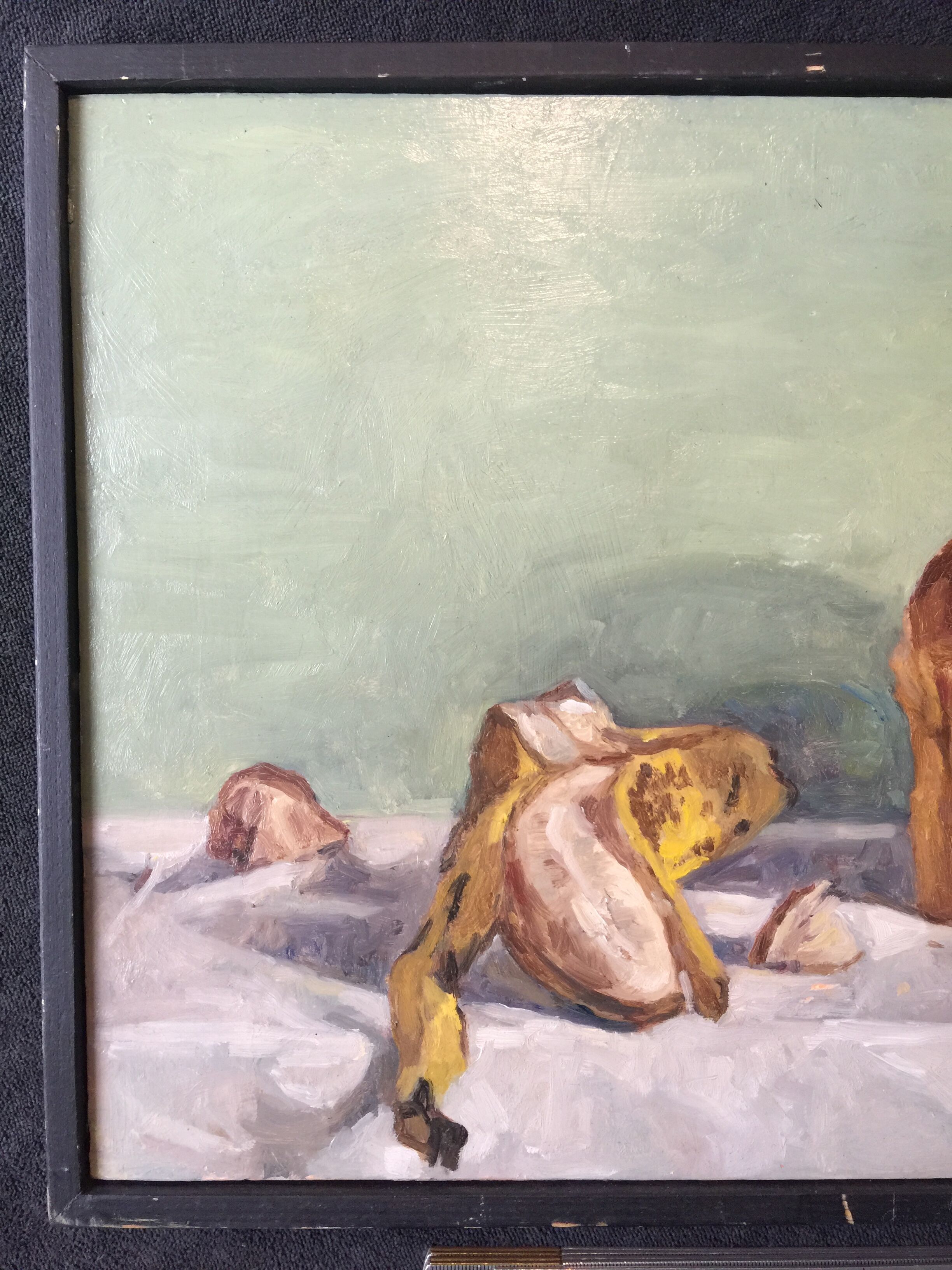 Oil on wood paper "Brioche and Banana" by "T. YOSAKI 05"