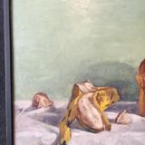 Oil on wood paper "Brioche and Banana" by "T. YOSAKI 05"
