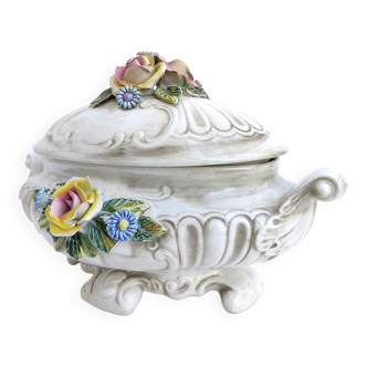 Soupière florale porcelaine italienne Capodimonte