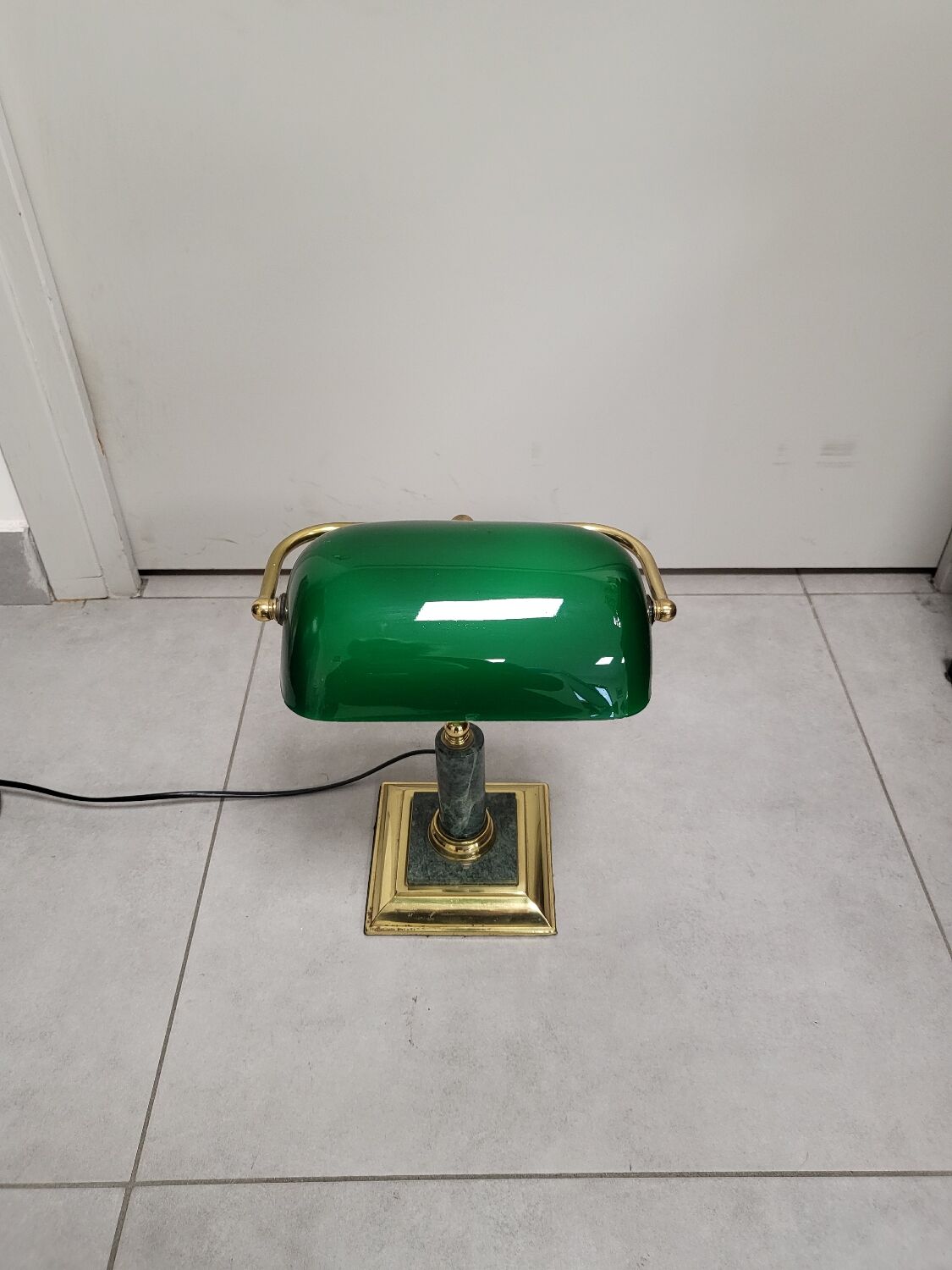 Lampe banquier de bureau marbre vert