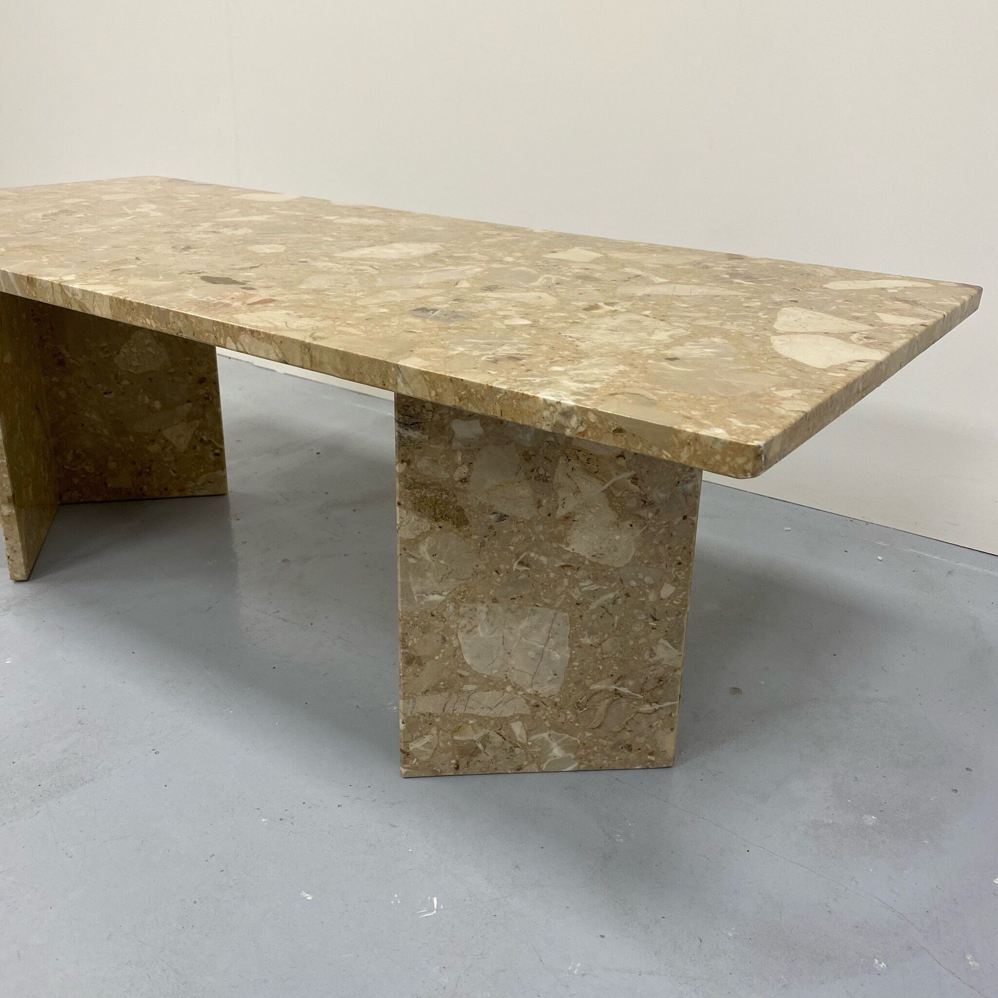 Fossil-bearing marble coffee table 70s