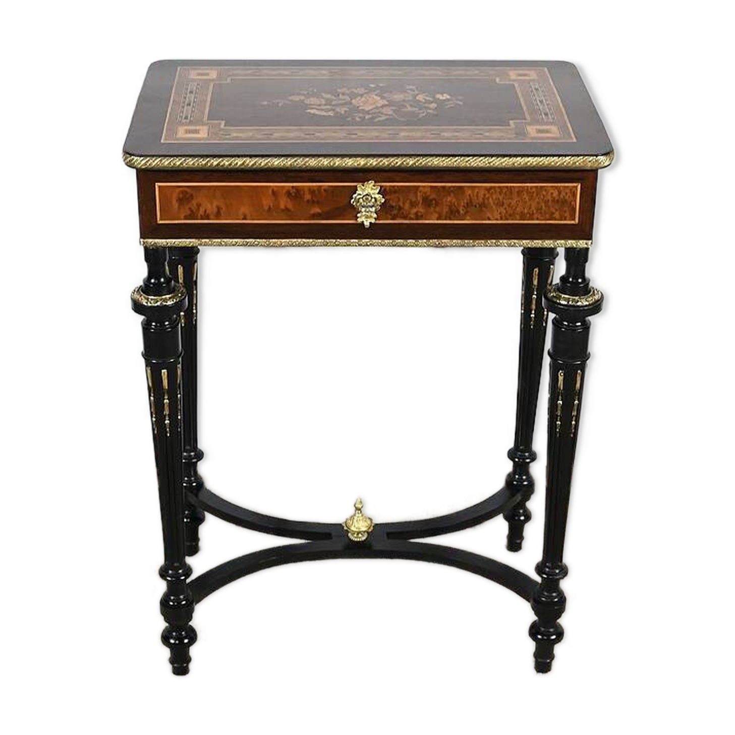 Small Living Room Table in Rosewood and Amboyna Burl, Louis XVI style, Napoleon III period – Mili