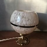 Upcycled pink glass table lamp from Clichy