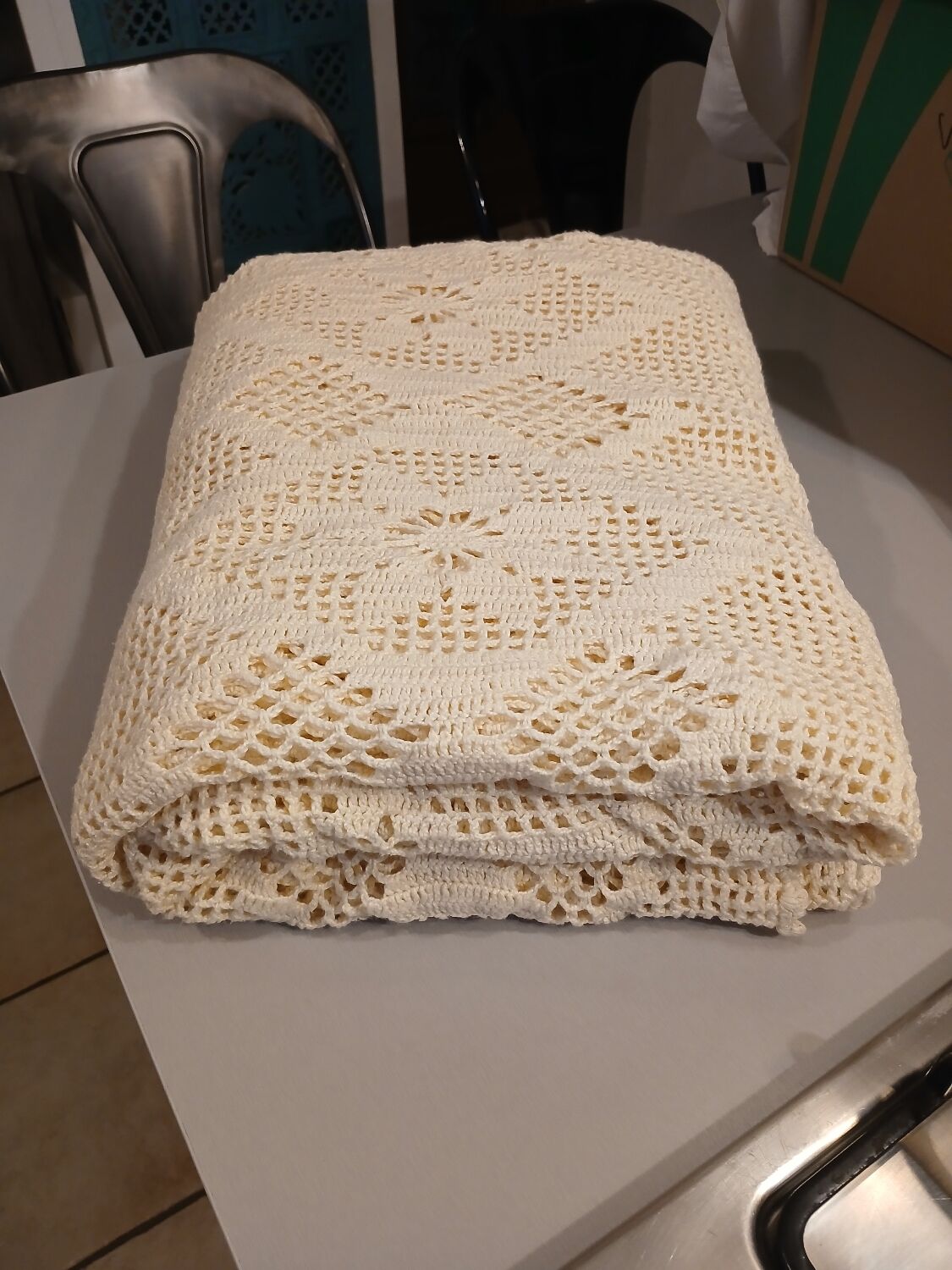 2 antique crocheted bedspreads