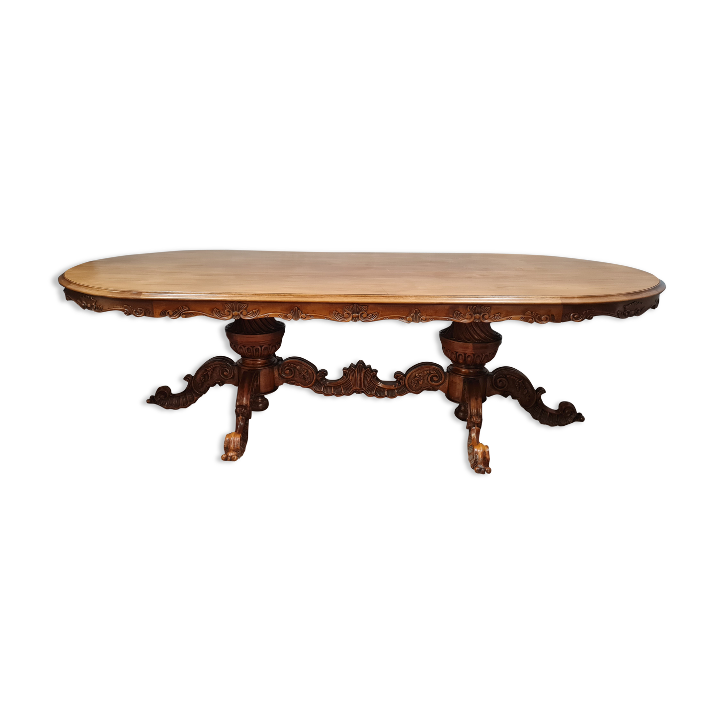 Table pedestal table napoleon III period in walnut around 1880