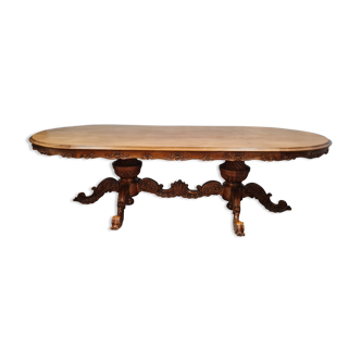 Table pedestal table napoleon III period in walnut around 1880