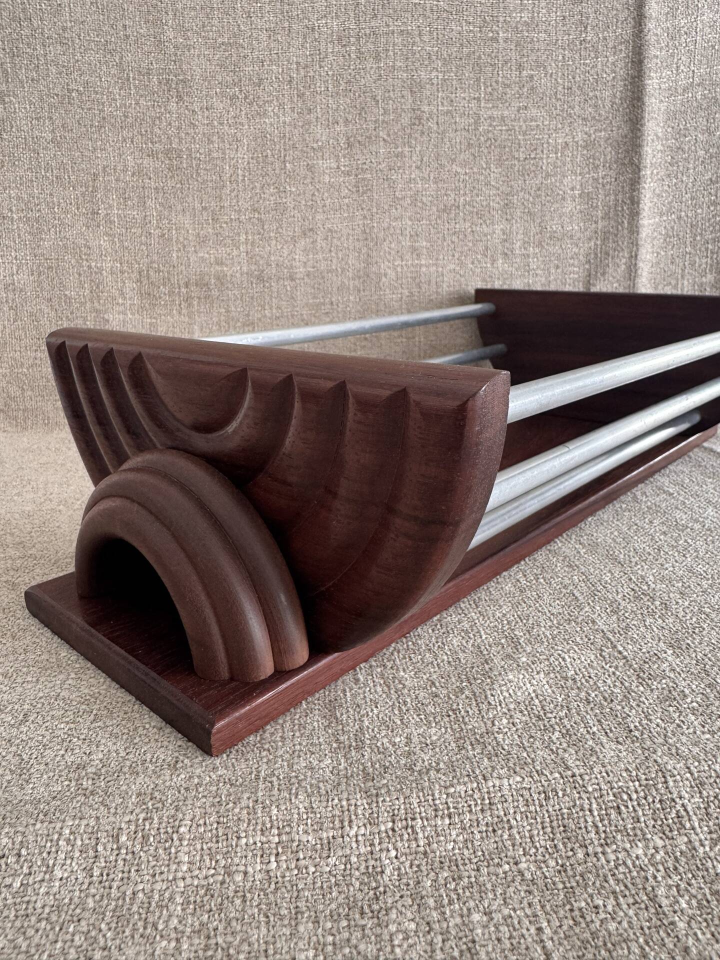 Art Deco fruit bowl in wood and aluminium