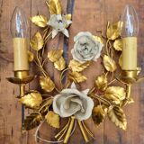Floral golden wall lamp