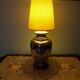 Living room mood lamp, silver metal base, wooden base, pleated lampshade