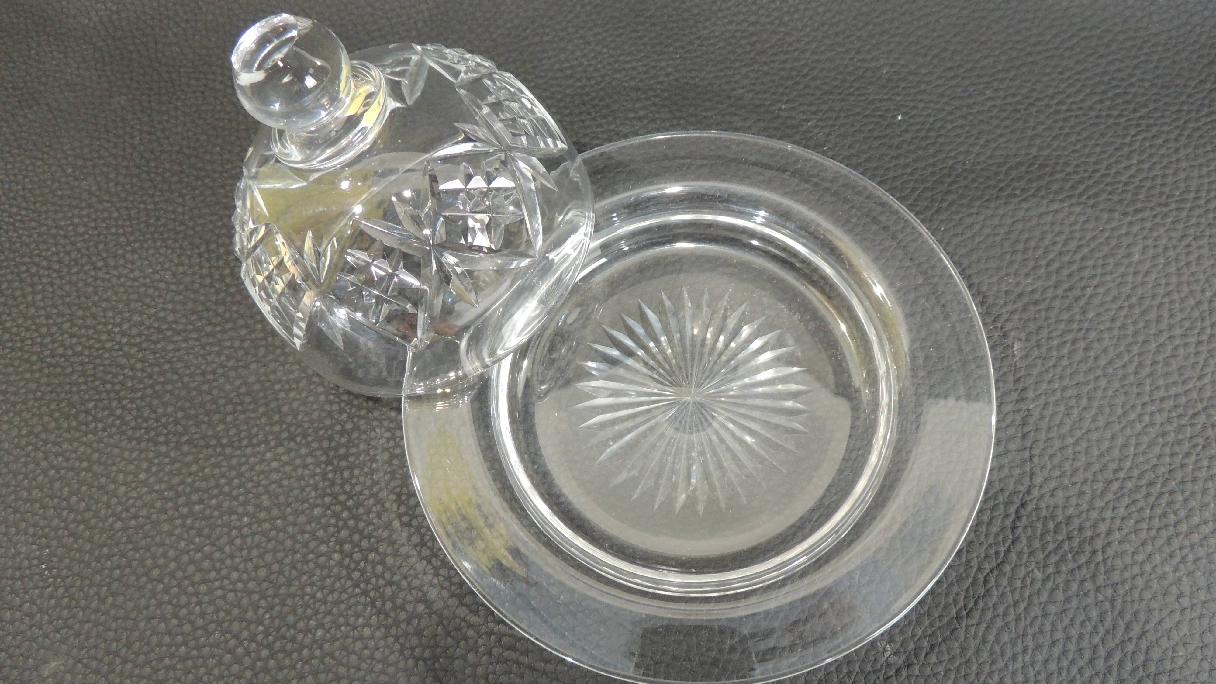 Webb Corbett crystal butter dish / vintage