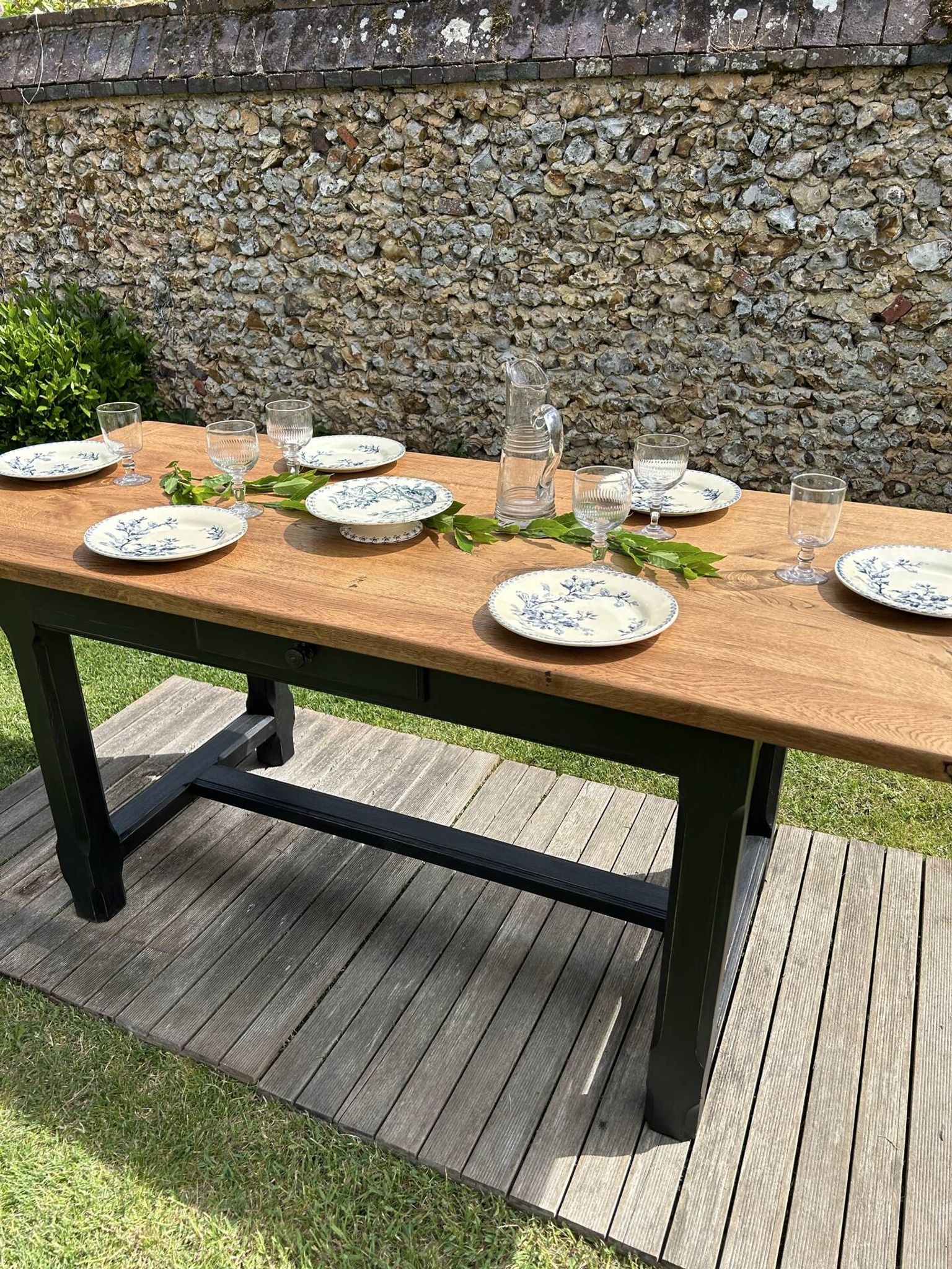 Vintage solid oak farmhouse table