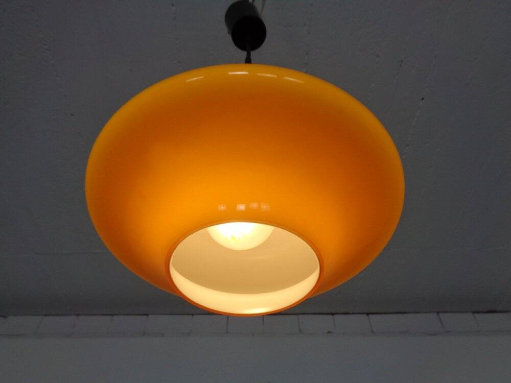 Orange glass ceiling light from Doria, Germany, 1960s.