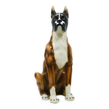 Life-size boxer dog statue in majolica, glazed ceramic, Italy, 1970s.