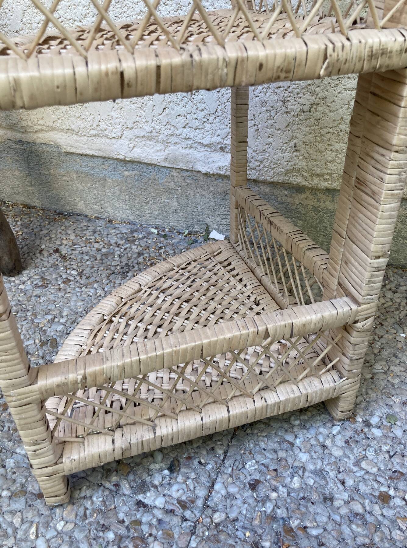 Vintage rattan corner shelf