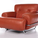 Bold Italian Lounge chair set made of leather, 1970