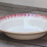 Plat creux en faïence blanche er rose