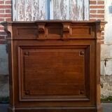 Ancien comptoir caisse de commerce chêne