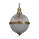Suspension en laiton et en verre de style holophane du milieu du siècle