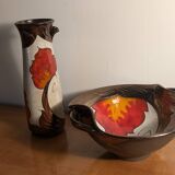 Vase and bowl, vintage ceramic cup Tri Ushi (Bulgaria)