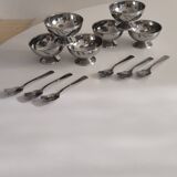 Set of 6 vintage stainless steel ice cream cups