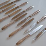 12 art deco table knives silver metal 25 cm monogram AR