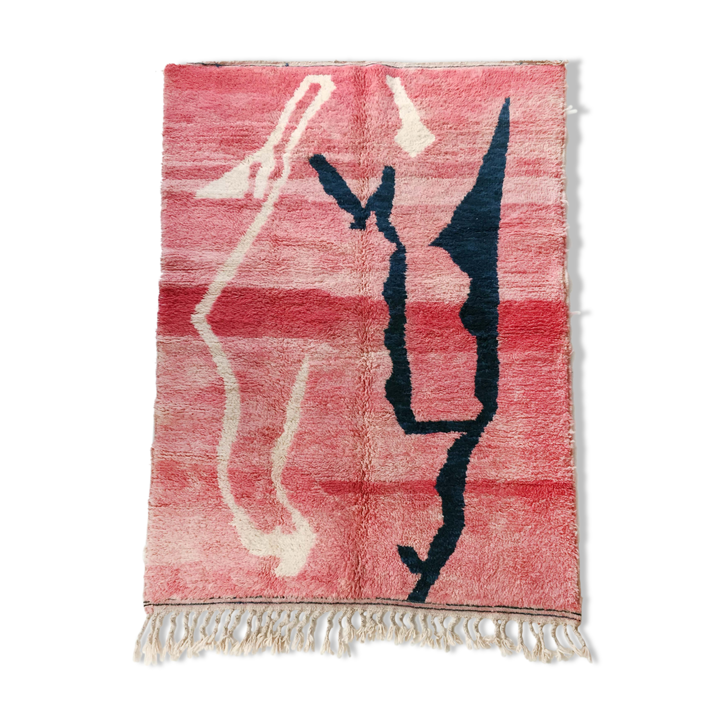 Moroccan Berber carpet Beni Ouarain pink patterned 246x161cm