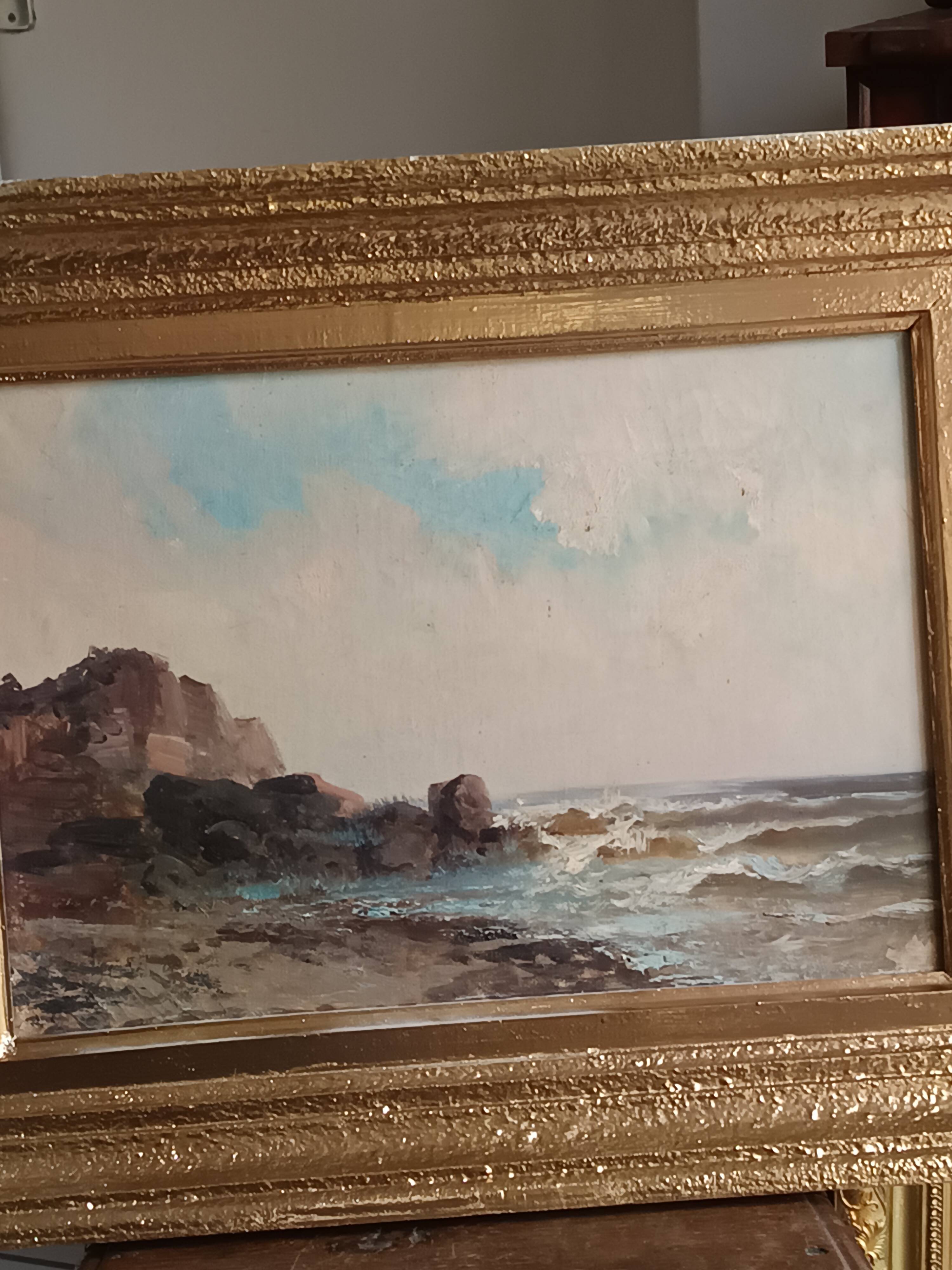 marine old rocky coast oil on canvas 1890 - 1910